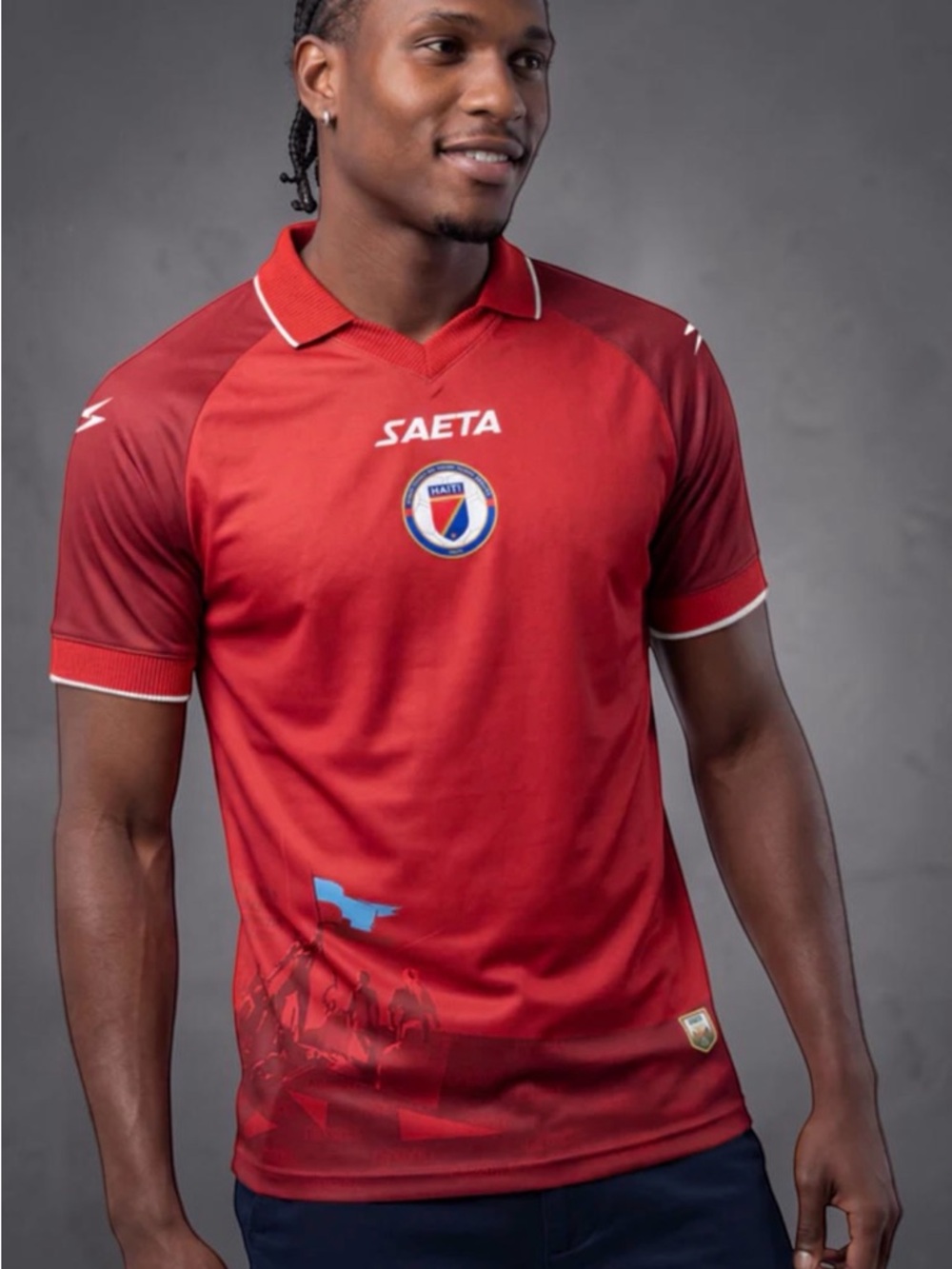 Men's Athletic Jersey in White, Blue & Red